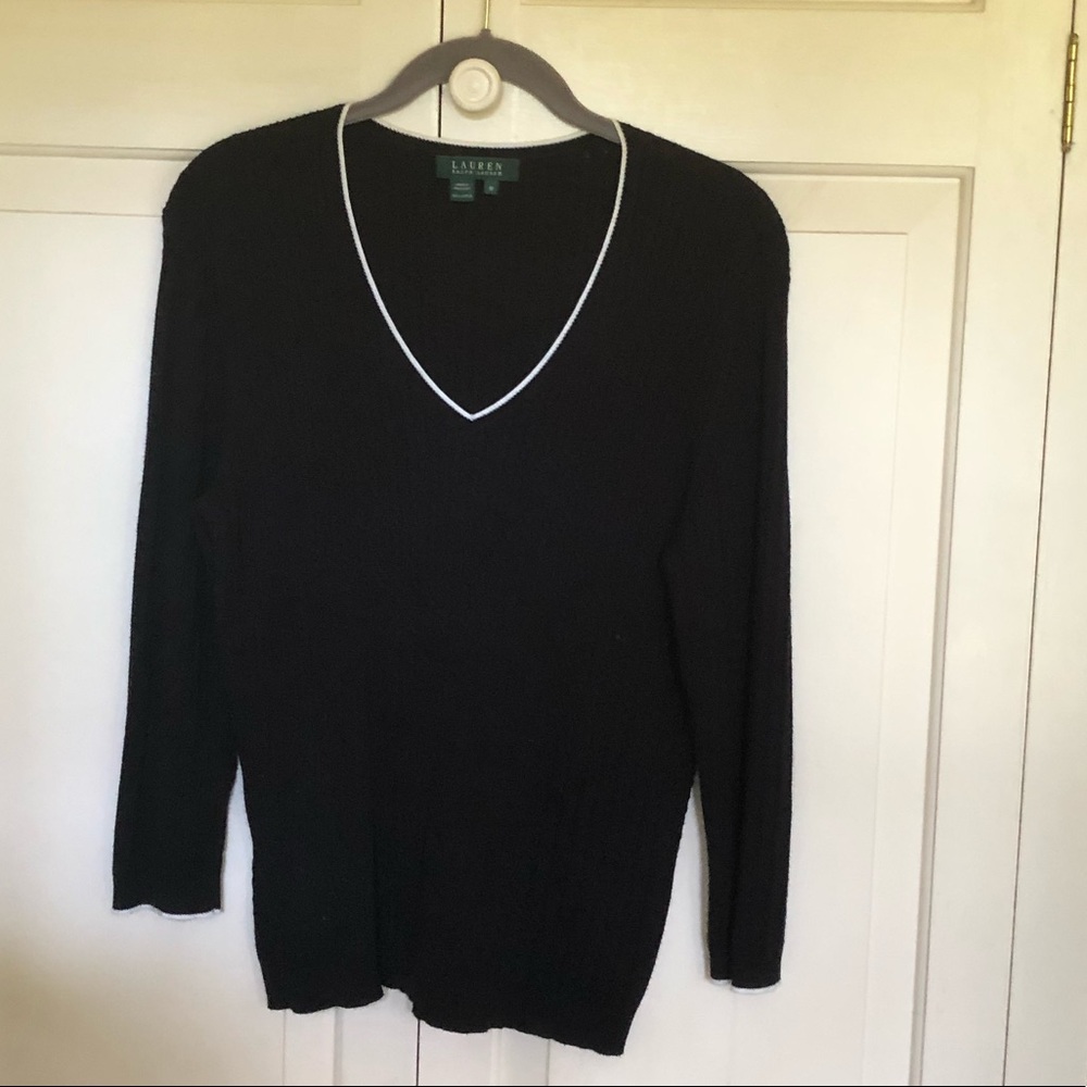 Lauren by Ralph Lauren Cotton V Neck Sweater